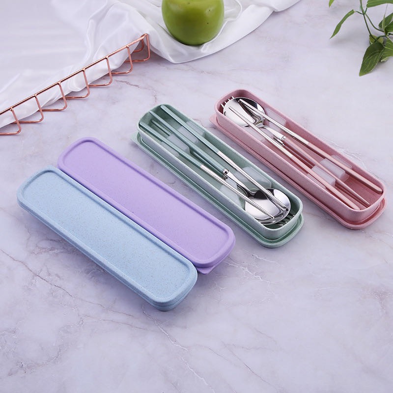 New Matte 3 In 1 Chopsticks Spoon And Fork Creative Metal Cutlery Set 