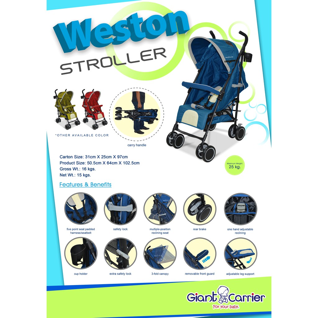 Giant carrier shop stroller blue