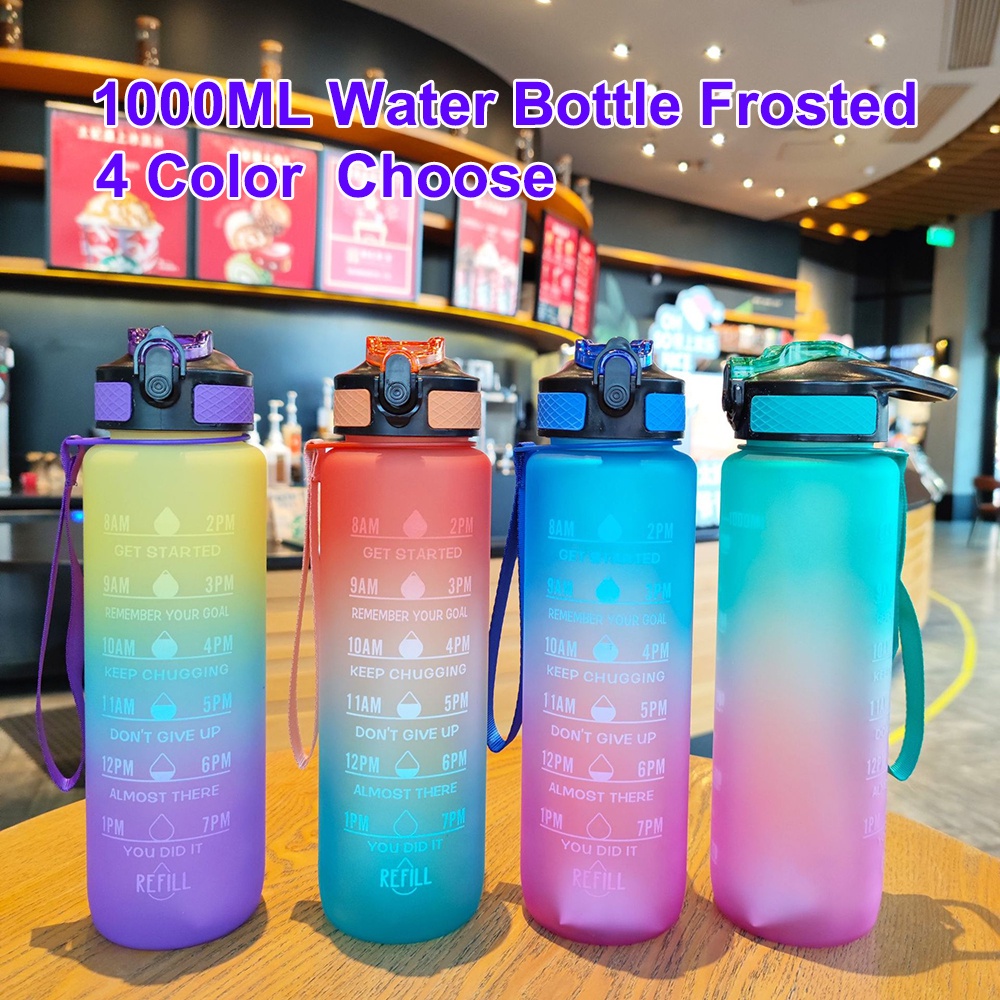 Jctop 1000ML Water Bottle 1Liter Water Bottle Sports Tumbler Frosted ...