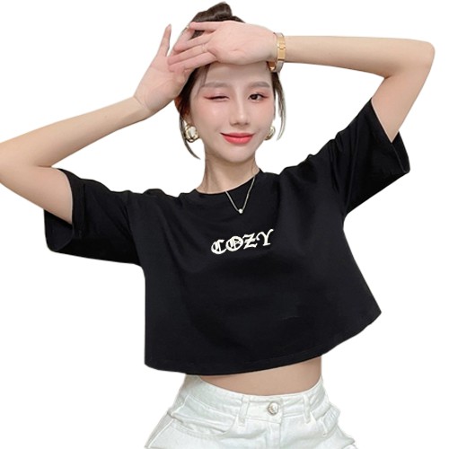 Oversized Loose Shirt short sleeves crop top Graphic Loose fit Blouse