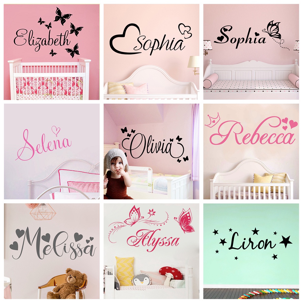 Personalized Custom Name Butterfly Heart-shaped Wall Stickers For ...