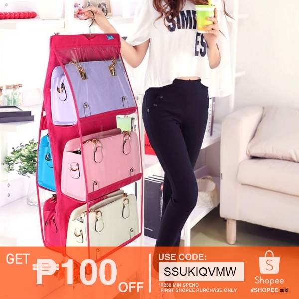 Bag Storage Holder 6 Pockets Hanging Rack Organizer | Shopee Philippines
