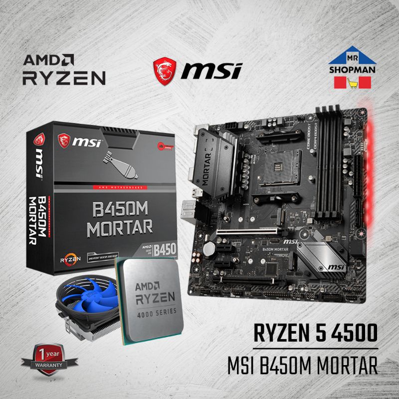 AMD Ryzen 5 4500 Processor w/ MSI B450M Mortar Motherboard Bundle ...
