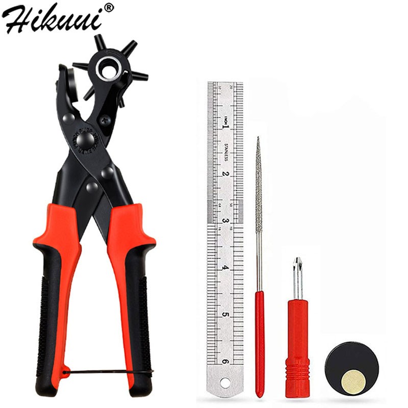 Belt Hole Puncher For Leather, 6 Sizes Revolving Hole Punch Pliers Set With  Ruler, Grinding Rod