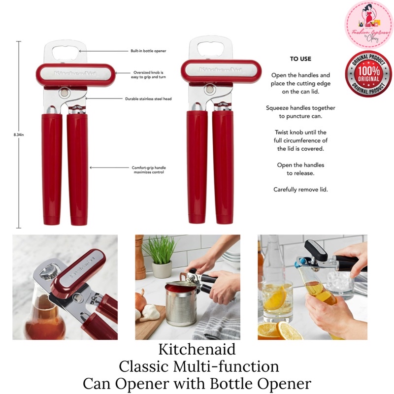 KitchenAid Manual Can Opener With Bottle Opener Stainless Steel