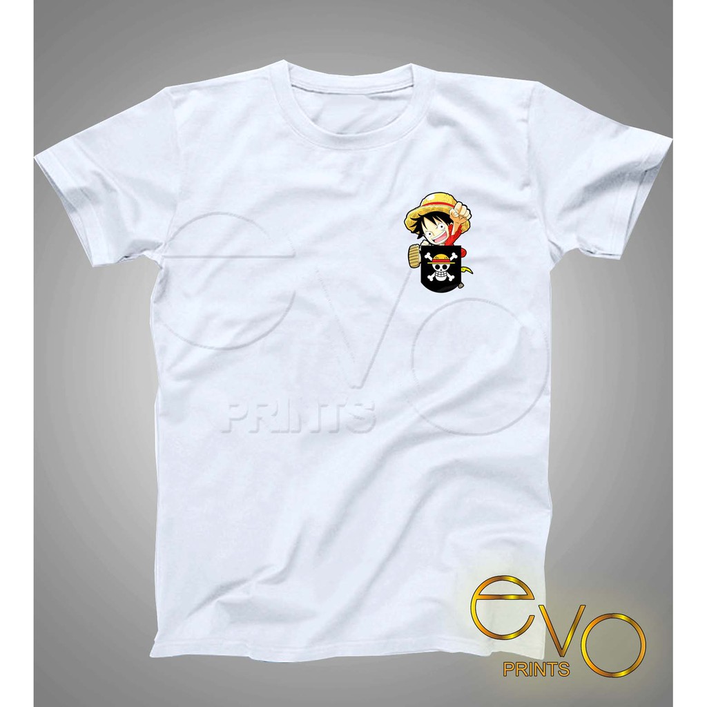 One Piece Shirt Design Pocket Tee Luffy Design For Him Her White