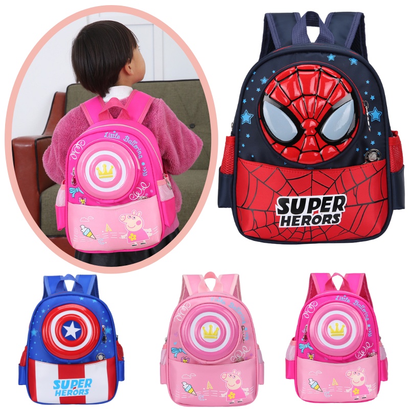 Backpack For Boys, Girls, Superman Backpack, Spider Man, Caption, Peppa