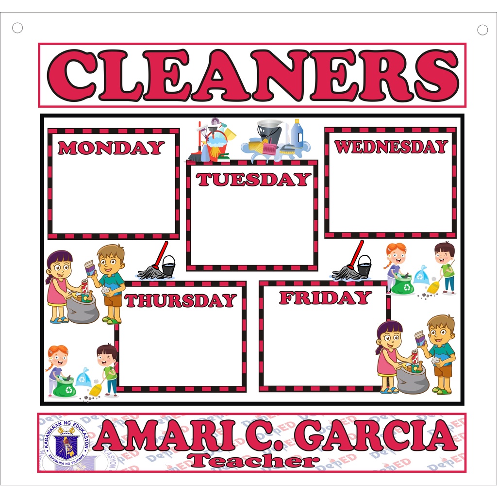 Attendance Chart, Word Wall Chart, Cleaners Chart Customized Shopee