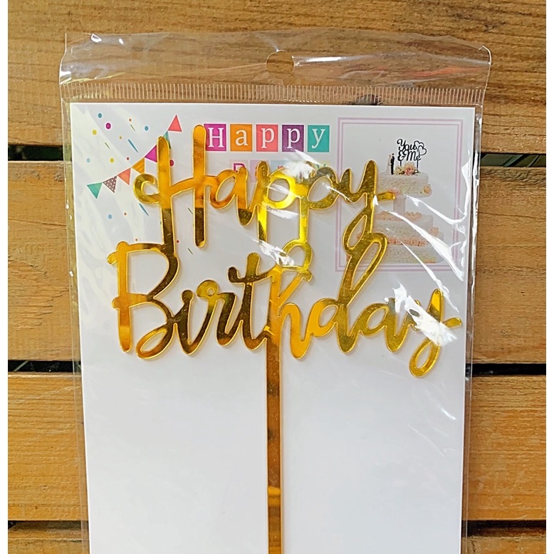 Gold Happy Birthday Cake Topper | Shopee Philippines