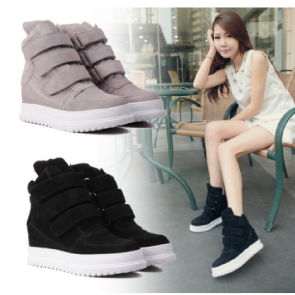 Korean Heel High Cut Wedge Sneakers Womens Casual Shoes Shopee Philippines