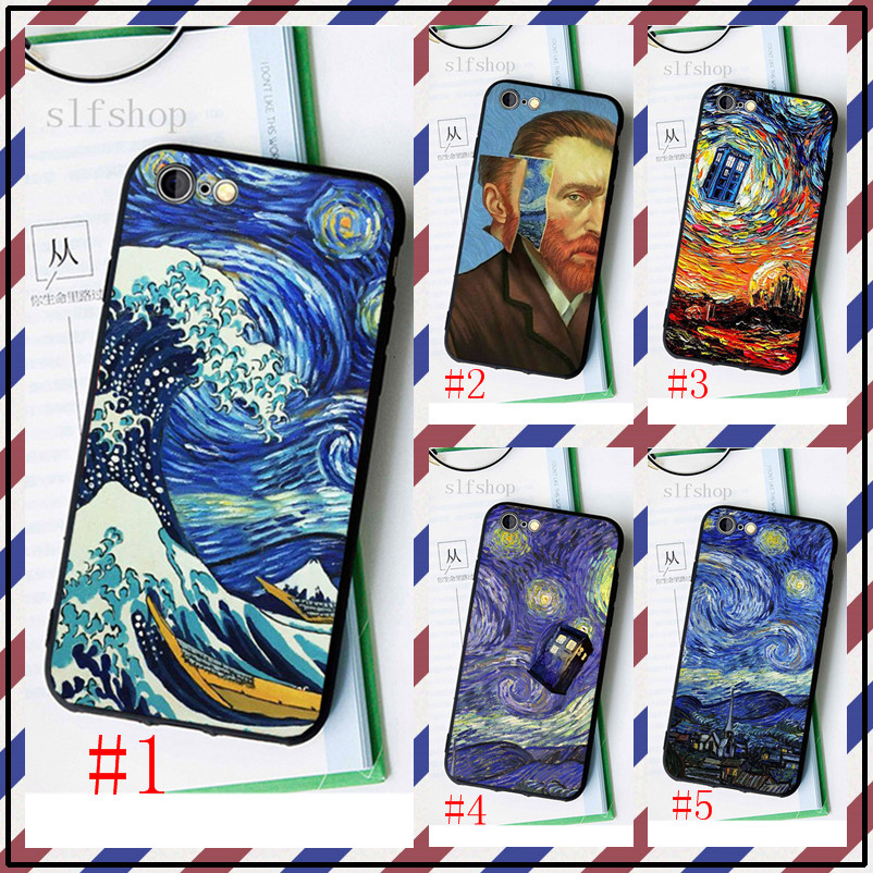 iPhone 7 8 Plus 10 10X X XS 11 Pro Max Black soft Phone case cover van gogh  starry night