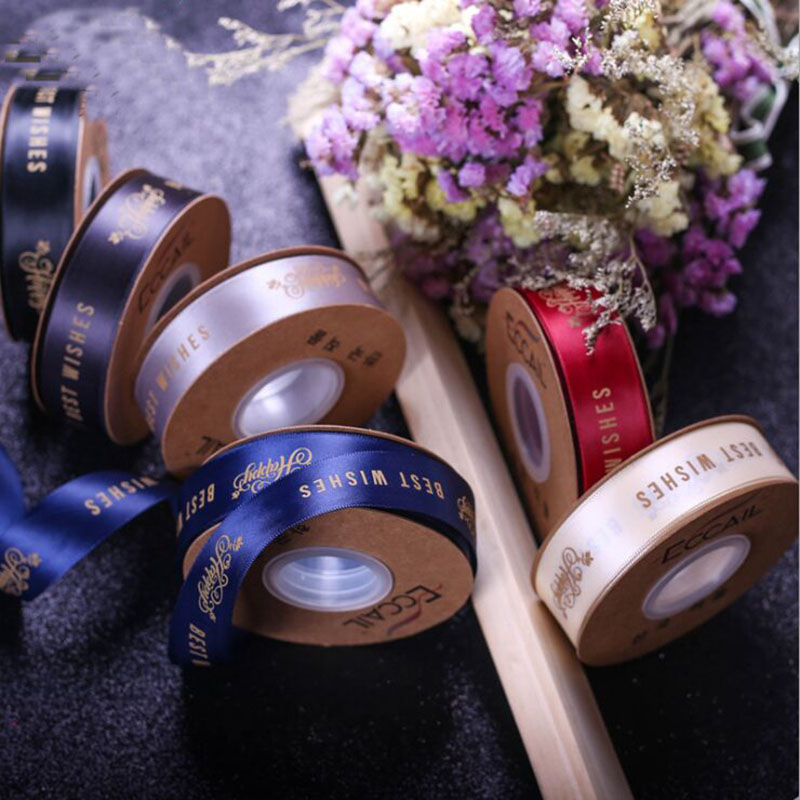 20yards Best wishes ribbon letter printing polyester ribbon flowers ...