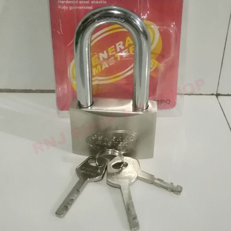 Iron Padlock GENERAL MASTER (Brass Core) Long Shackle Three (3 KEYS ...