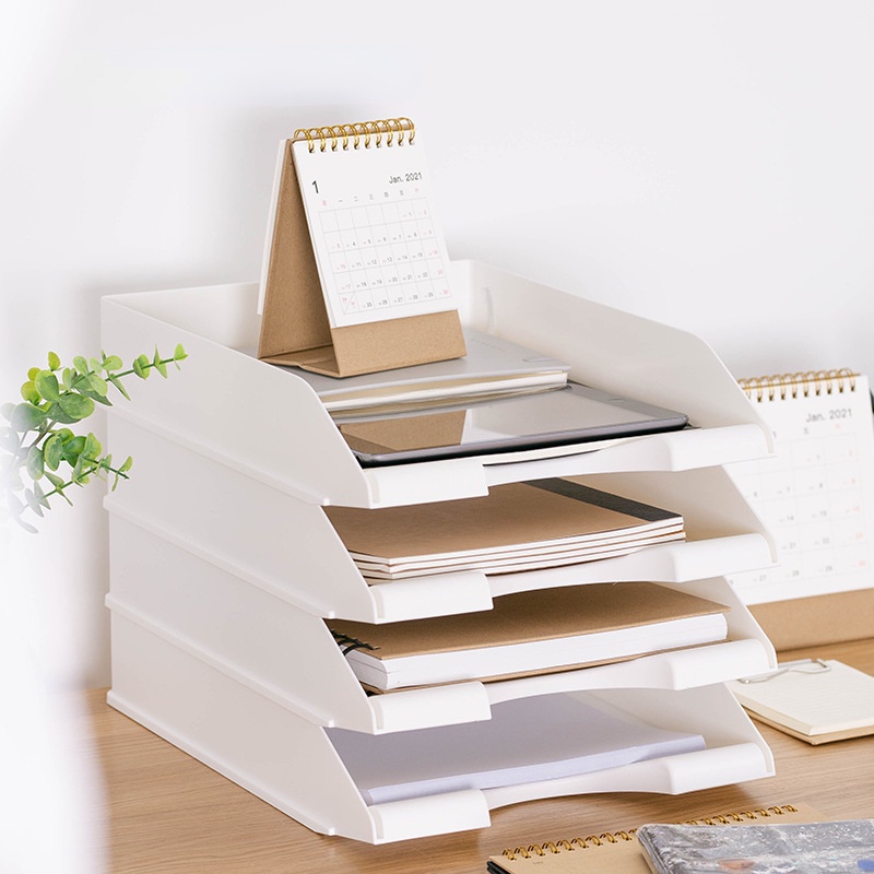 Desktop A4 Document Rack Multilayer Stackable Office Bookshelf File ...