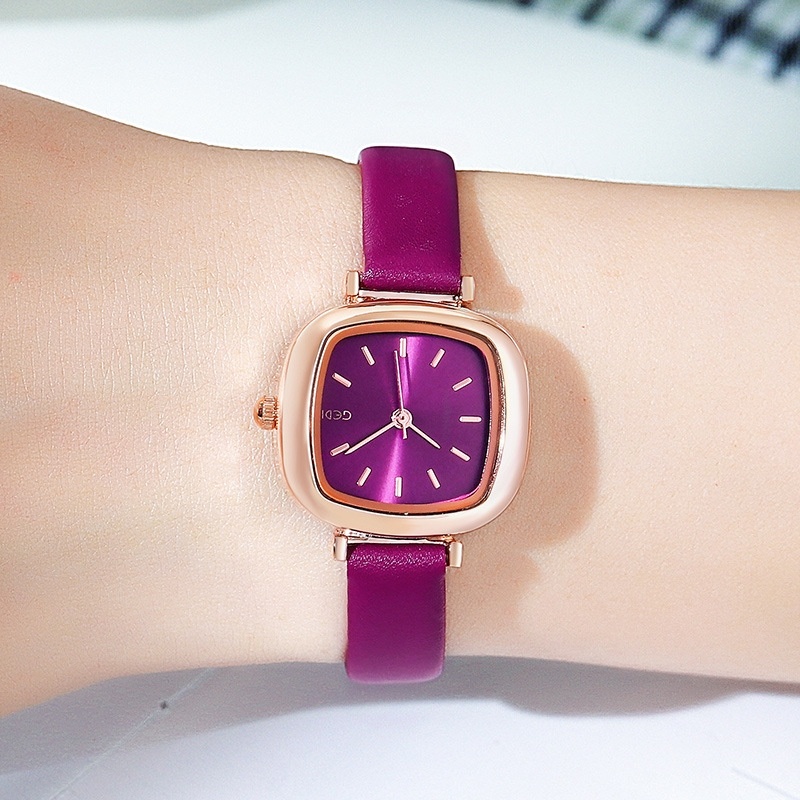 ﺴ☁Ladies GEDI Gedi vintage small square watches leather strap compact