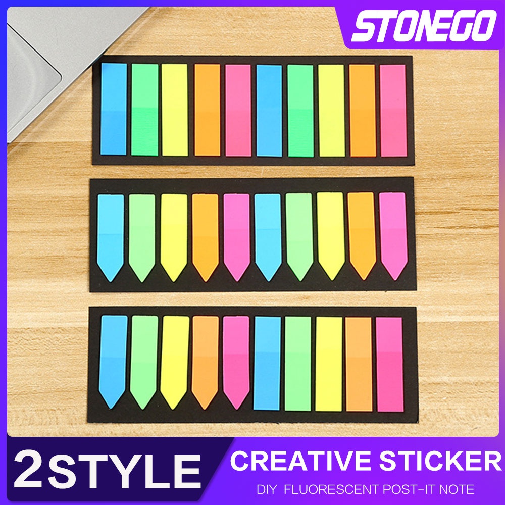 200 Sheets Fluorescence Self Adhesive Memo Pad Sticky Notes Bookmark ...