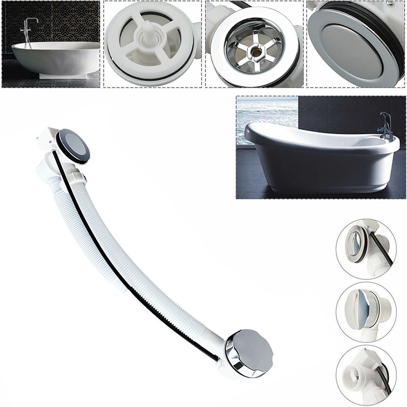 Concealed Bath Overflow Waste PopUp Plug Plastic Twist Chrome Handle