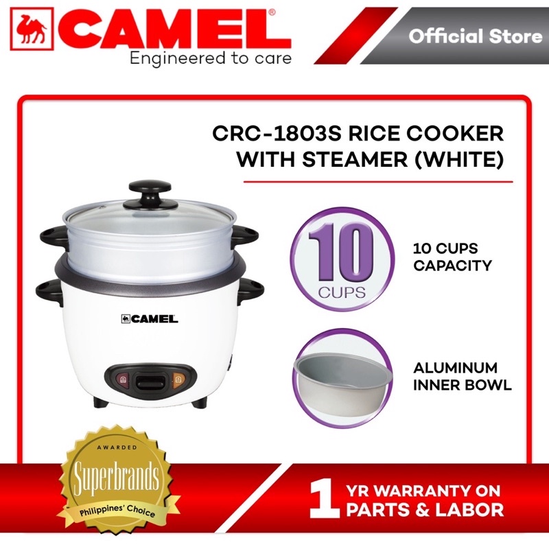 Camel White Rice Cooker Non Stick Pot / With Steamer CRC-1803S | Shopee ...