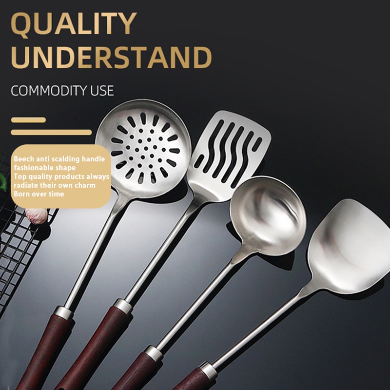 304 Stainless Steel Wok Spatulawok Spooncolanderfrying Spatula Household Kitchen Tool 8109