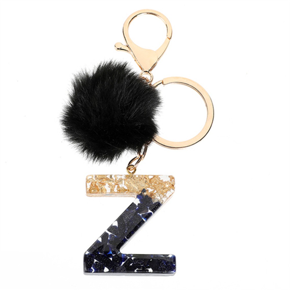 New Pompom 26 English Resin With Gold Foil Keychain Charms Exquisite Letter Women Handbag Diy Ornaments | Shopee Philippines