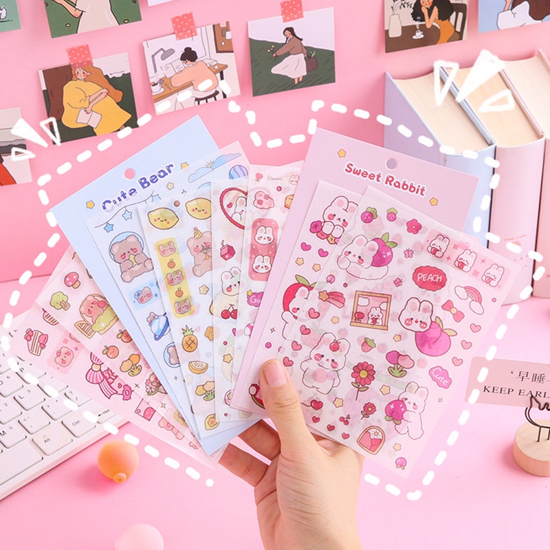 4 Sheets Japanese Cartoon Washi Stickers Pack Lovely Handbook Deco DIY ...