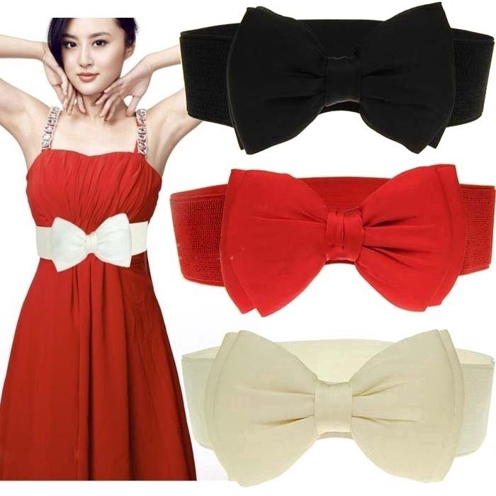 Solid Lycra Bow Belt with Buckle