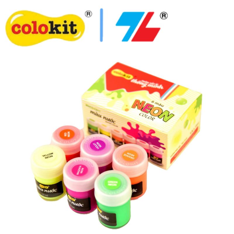 Neon Water Color 6 Colors Waco-C011 Colokit / Thien Long (Genuine ...