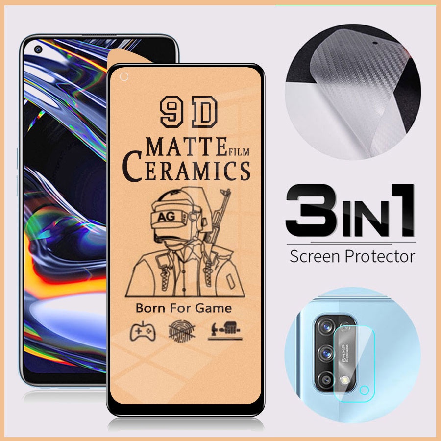 3-In-1 Full Cover Soft Ceramic Matte Tempered Glass Camera Lens Glass  Back Screen Sticker for Realme C2 C3 C11 C12 C15 C21 C25 C25s 5i 6i  7i