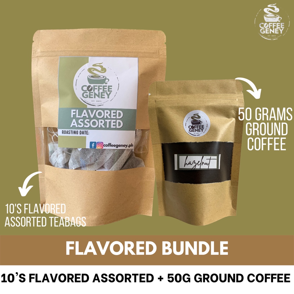 Flavored Coffee Bundle 10's Flavored Assorted Tea Bag + 50G Ground Coffee (Flavor of Choice
