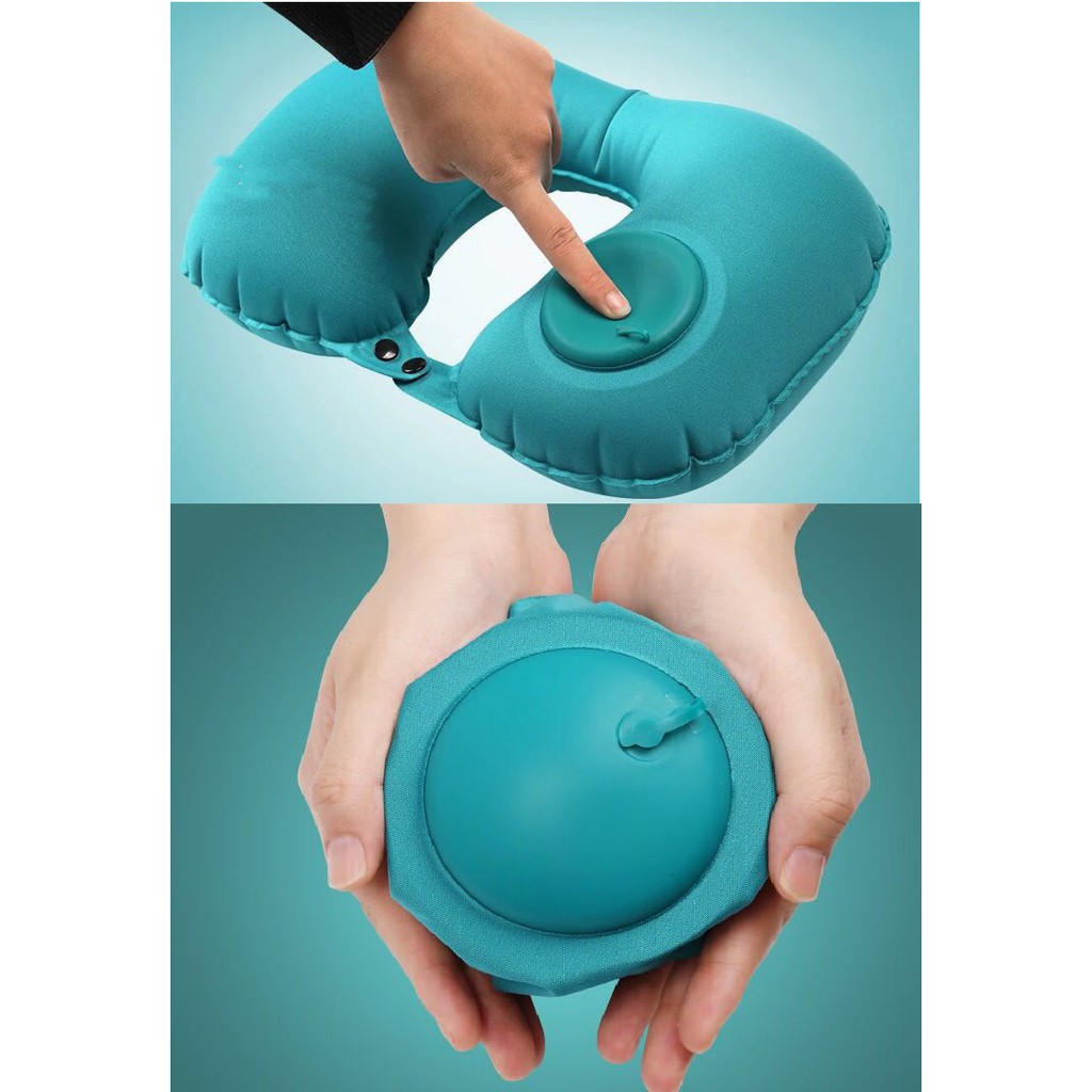 U Shape Press Pump Pillow Neck Rest Travel Pillow Press to Fill Automatic  Inflation Portable Cushion