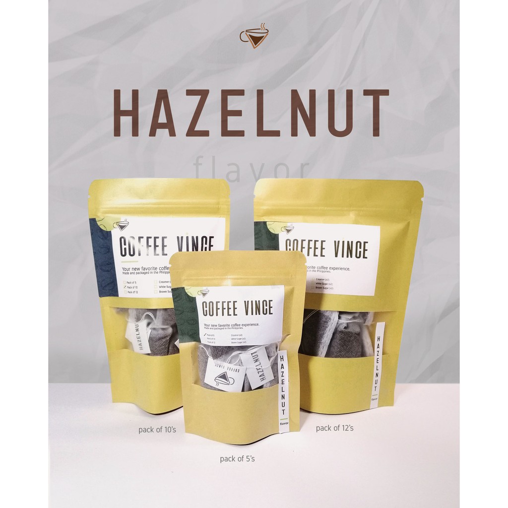 Hazelnut Coffee bag (Coffee in a tea bag) 6 grams per bag Pack of 5