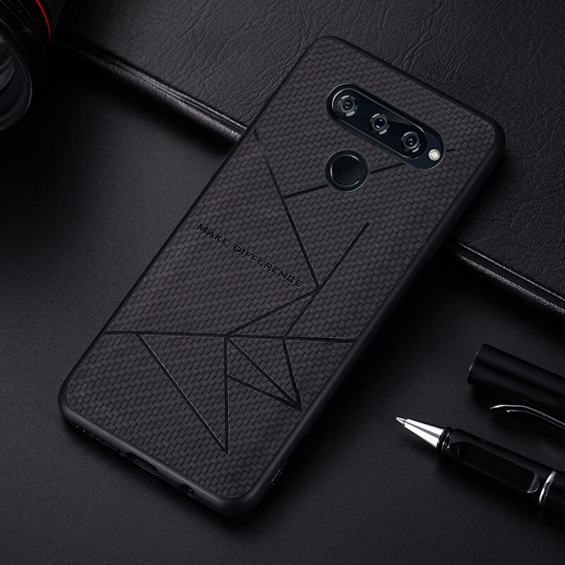 Casing Phone LG G8 V40 Thinq Case Pu Leather Fashion Stripes Case Phone ...