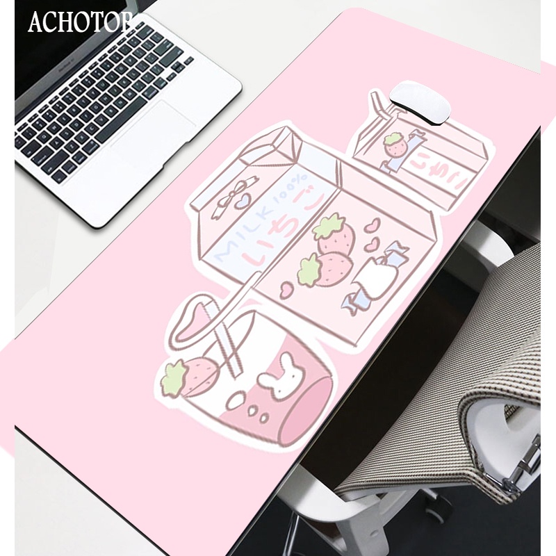 Cute Pink Strawberry Milk Anime Mouse Pad Gamer Desktop Keyboard Carpet