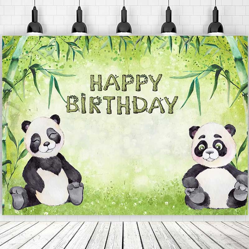 Panda with Bamboo For Birthday Backdrop For Photography Baby Shower ...