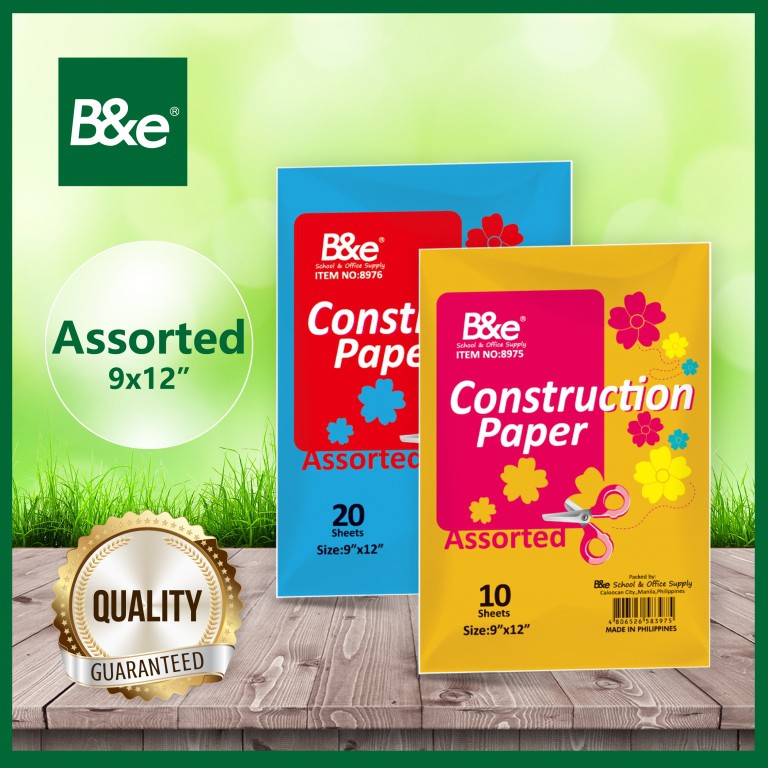 Bnesos Stationary School Supplies B&e Construction Paper 9x12 Assorted ...