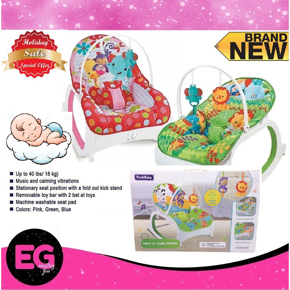 EVERYTHING GOES Fitch Baby Infant to Toddler Rocker Bouncer Recline with Vibration and Music Shopee Philippines