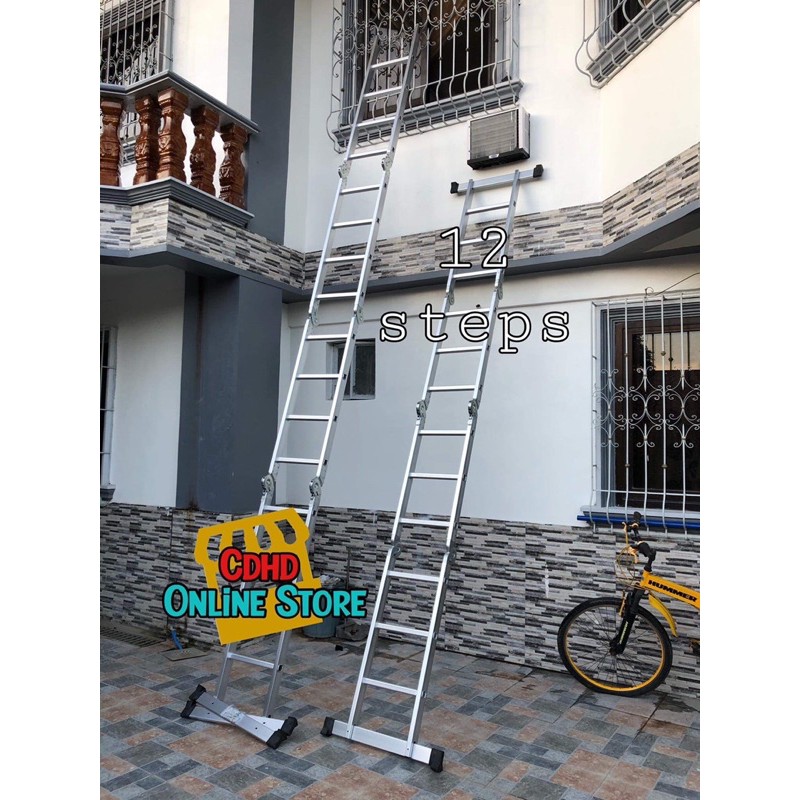 16ft/16steps multipurpose Aluminum ladder/foldable hagdan | Shopee ...