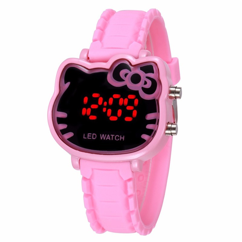 Fashion Korean Style Hello Kitty Watch for Kids Children Led Digital Watch  for Girls Student Silicone Strap Electronic Wristwatch Women Ladies Clock