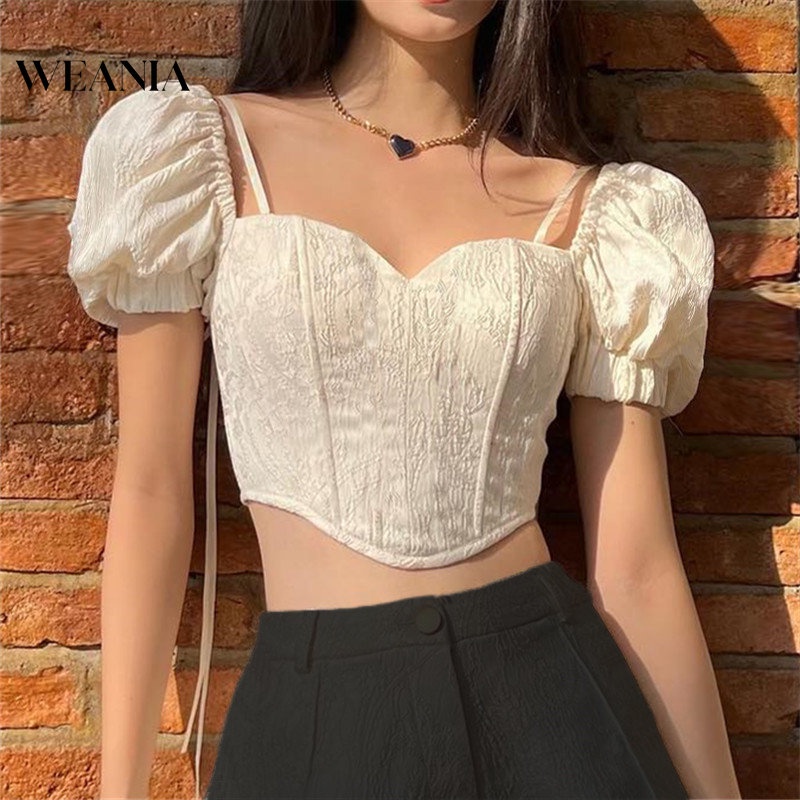 【お取り寄せ】Puff Sleeve Cropped Blouse・全1色