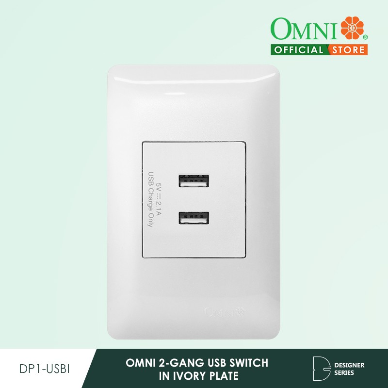 OMNI 2-Gang USB Switch in Ivory Plate - DP1-USB | Shopee Philippines