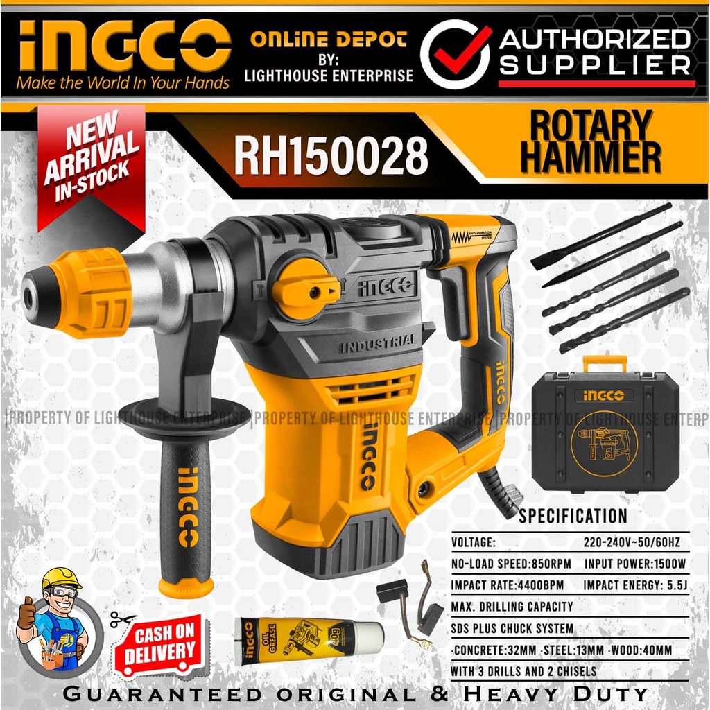 INGCO Industrial 1500W Rotary Hammer / Hammer Drill (RH150028