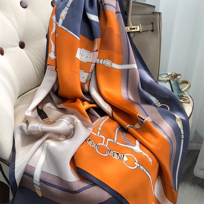 180 * 90cm Oversized Silk Long Striped Scarf Sun-Proof Shawl | Shopee ...