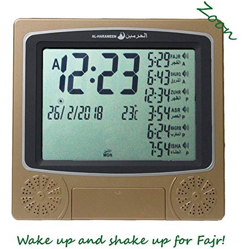 Wall Azan Clock HA4010 ALHARAMEEN (JAMINAN 3 BULAN) pasang atas meja atau dinding Shopee