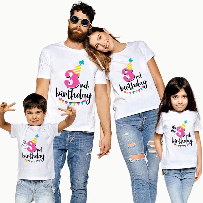 Family Matching T shirt It s My 3rd Birthday Number Printed Baby Clothes Boys And Girls Matching Short Shirts Children Birthday Wear