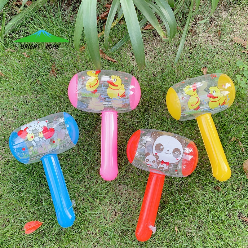 Bright Home Child Inflated Hammer Toy Small Hammer Cartoons Balloon Baby Beat Stick Punishment Props with Whistle Ring Bells