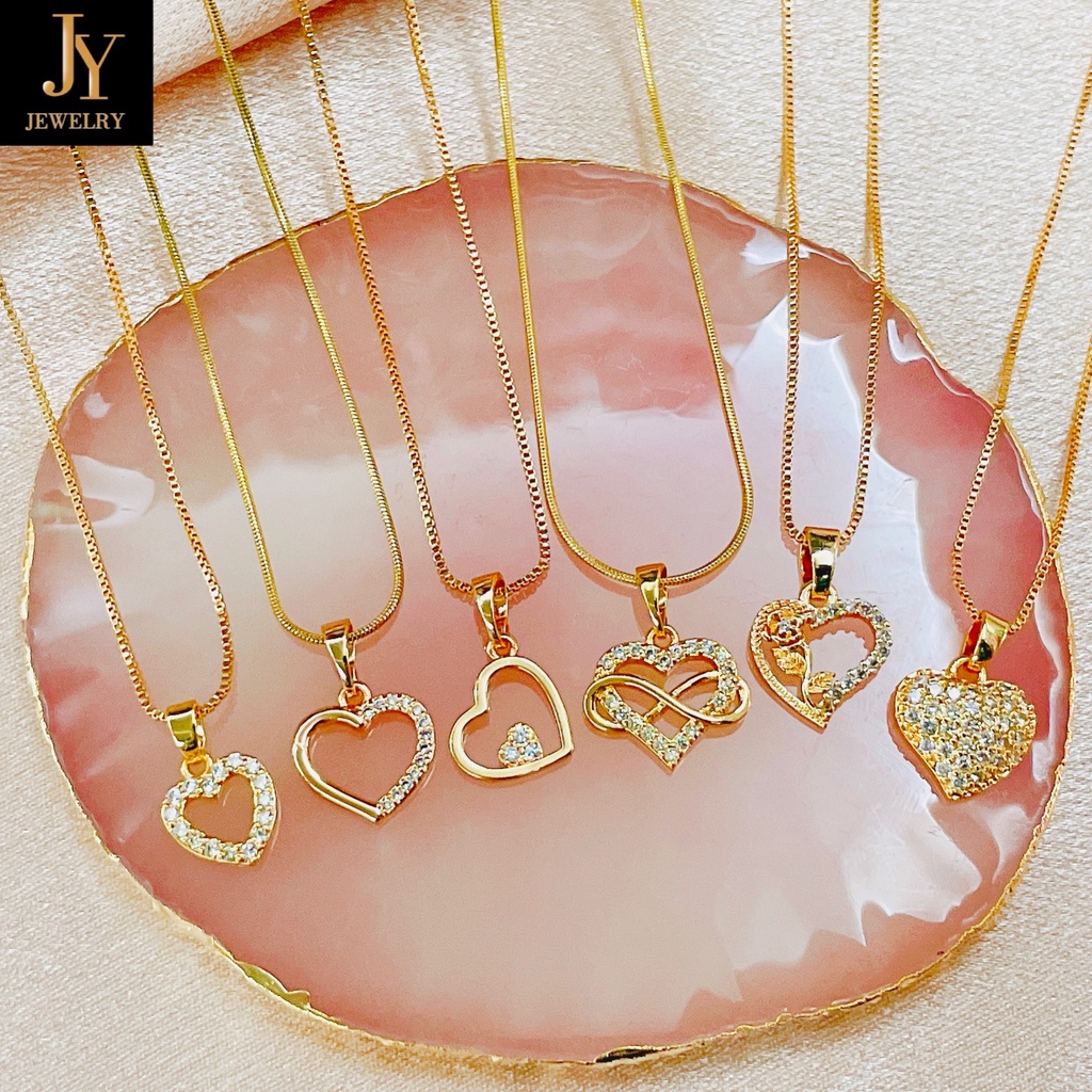 JY Jewelry 18k Rose Gold Plated Zirconia Heart Pendant necklace for women .