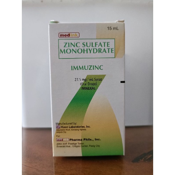 ZINC SULFATE MONOHYDRATE IMMUZINC DROPS Shopee Philippines