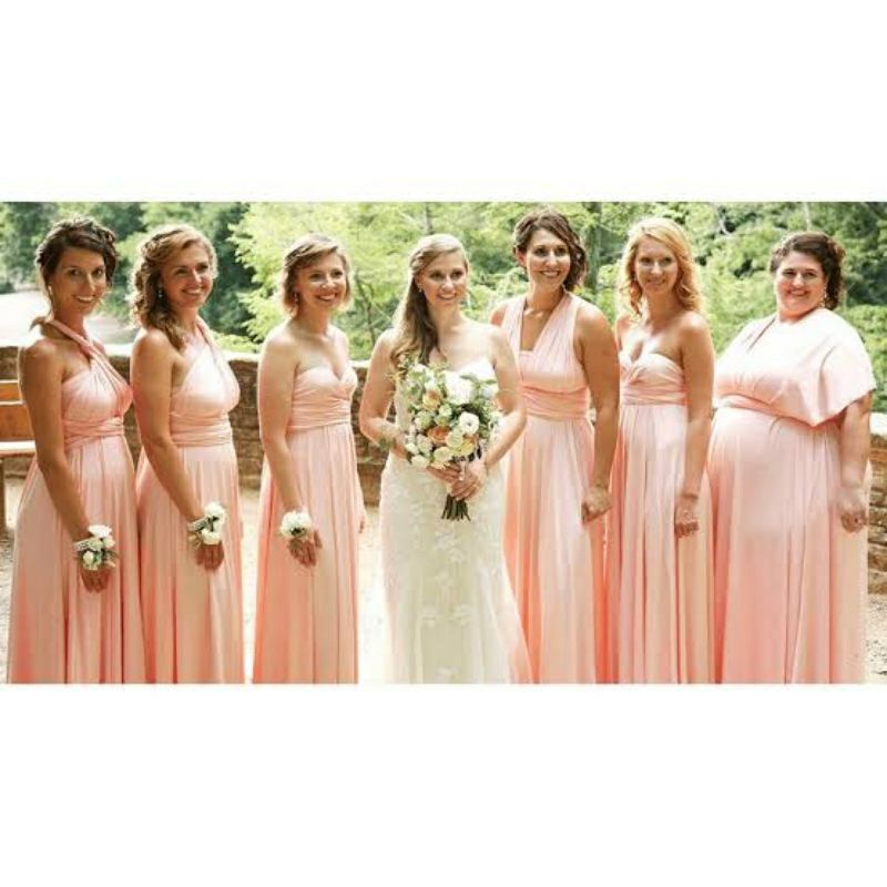 LIGHT PEACH INFINITY DRESS WITH ATTACHED TUBE FLOORLENGTH Shopee Philippines