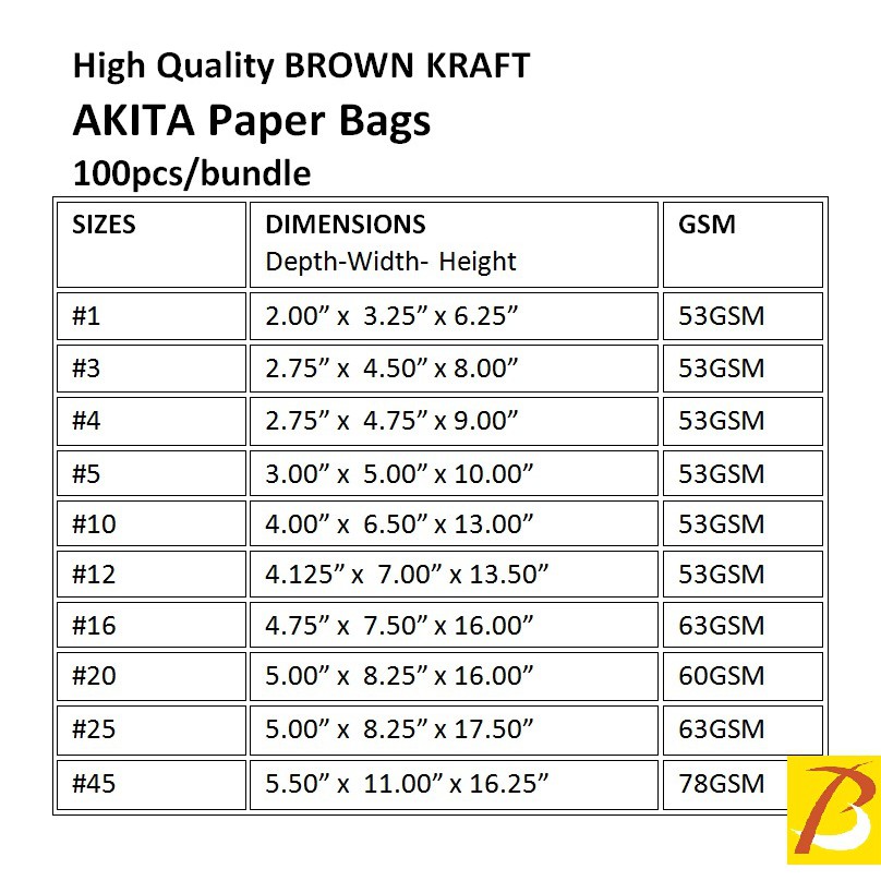 100pcs Kraft Paper Bags (#10 #12#16 #20 #25 #45) Big Sizes Brown Supot ...