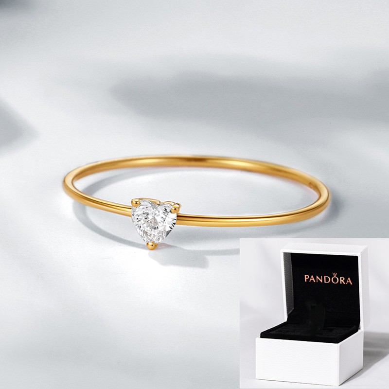 Pandora Ring With Box Promise Ring 14K Gold Wedding Engagement Ring Heart  Cubic Zirconia Diamond Ring Woman Ring